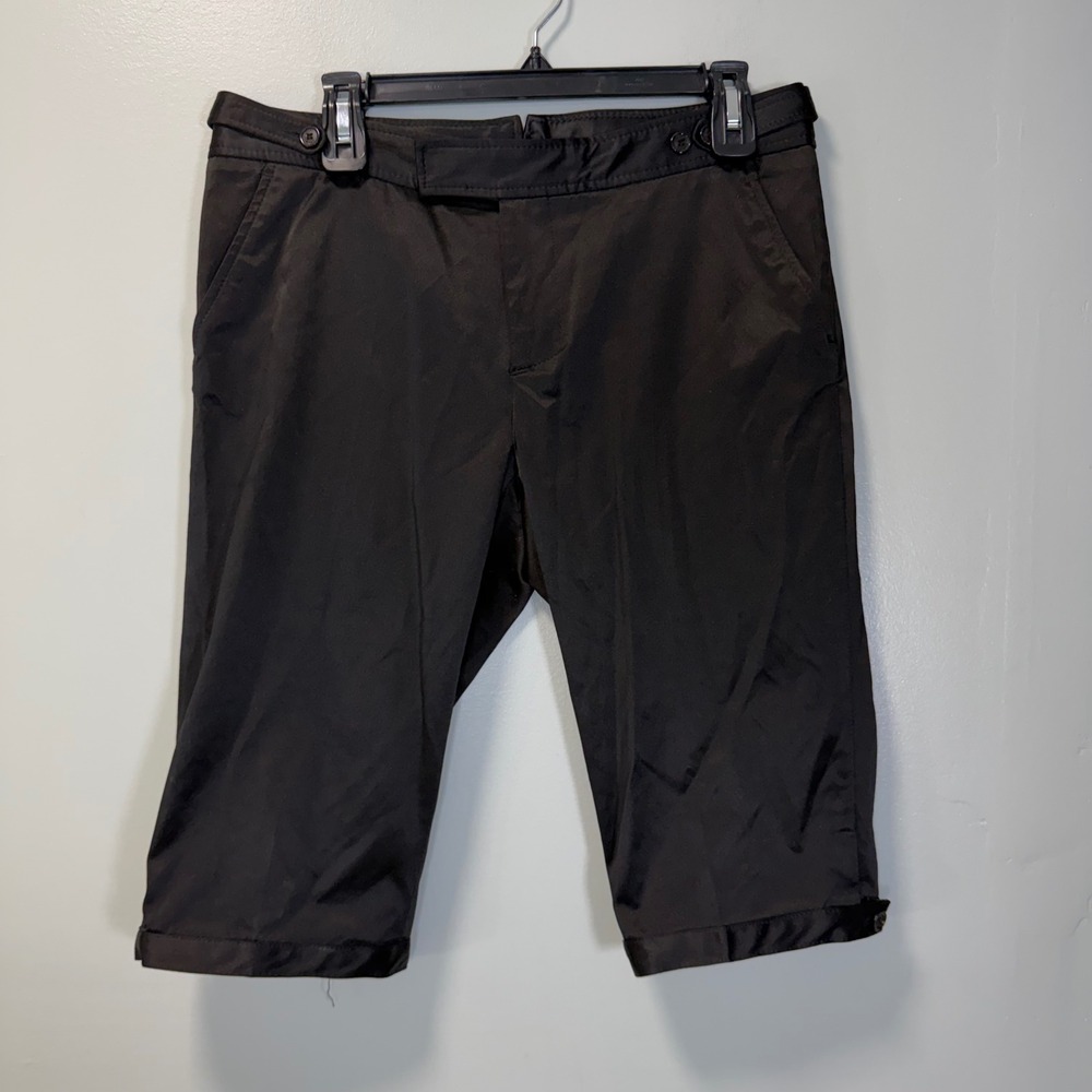 Zara Woman Black Sateen Capri Pants Pedal Pushers Size 10